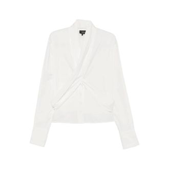 Lavi Camisa con detalle de nudo y lazada - Blouses & Shirts - Mujer - Blanco - M