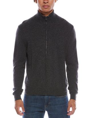 Amicale Cashmere Plaited Zip Cashmere Zip Sweater