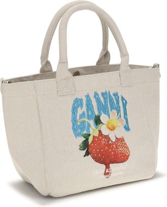 Ganni Womens Small Easy Shoulder Bag With Strawberry Print Sunlight Polyester