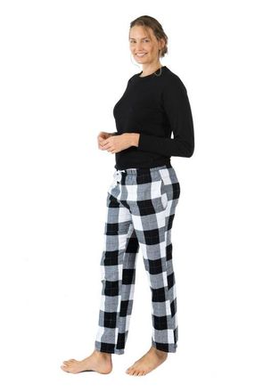 Leveret Womens Cotton Top & Flannel Pants Printed Holiday Pajama Set in Plaid Black & White at Nordstrom, Size 6X-Large