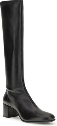 Prada Leather Calf-High Boot - Black