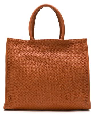 Sarah Chofakian leather woven tote bag - Brown