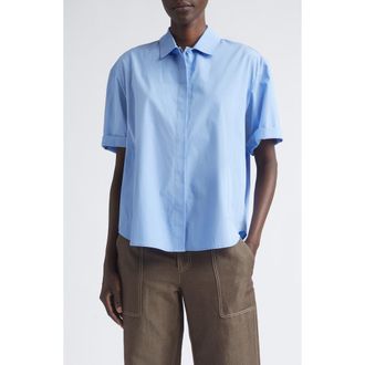 Lafayette 148 New York Organic Cotton Poplin Swing Shirt in Blue Hydrangea at Nordstrom, Size X-Small