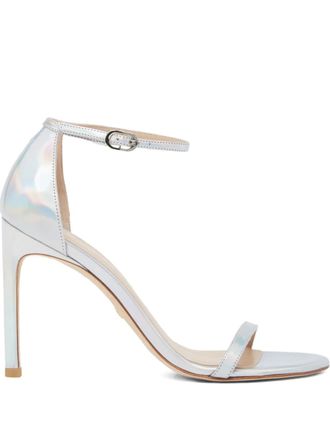 Stuart Weitzman 105 mm Ischia sandalen met iriserend-effect - Zilver