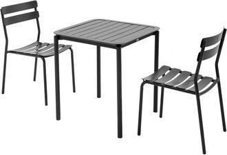 Oviala Mesa de jard&iacute;n cuadrada (70 x 70 cm) y 2 sillas negras