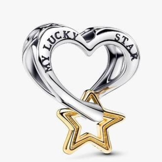 Pandora Sterling Silver And 14K Gold-Plated Lucky Star & Heart Charm