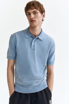 H&M Regular Fit Knitted Polo Shirt in Blue at Nordstrom, Size Xx-Large