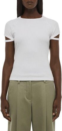 Helmut Lang Raglan Sleeve Rib T-Shirt in Optic White at Nordstrom, Size Xx-Small