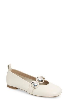 Wonders Stud Embellished Ballet Flat in Sauvage Off White at Nordstrom, Size 8-8.5Us