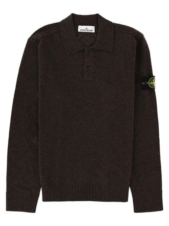 Stone Island Long-Sleeve Virgin Wool Polo Shirt