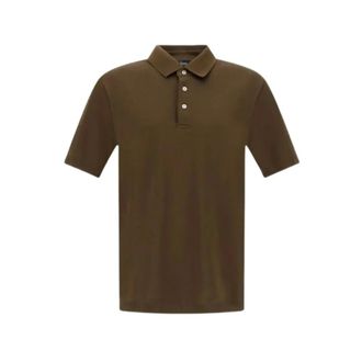 Herno Polo Shirts, male, Brown, Size: XL Jersey Knit Effect Polo Shirt
