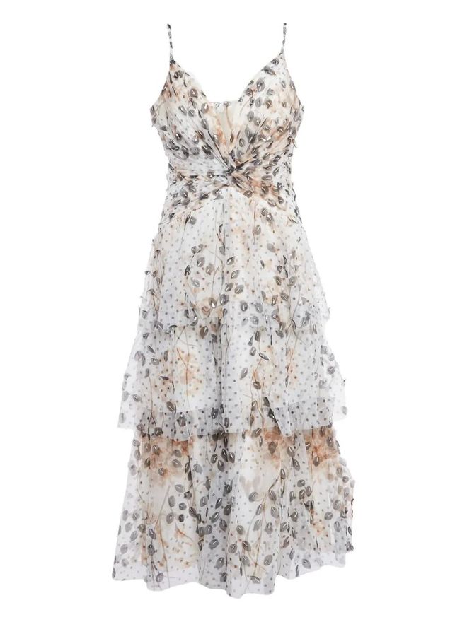 polka dot-print tulle dress - White