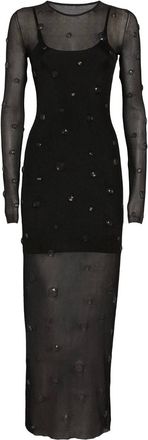 Alexander Wang Engineered Trapped Gem Dress in Sheer-Jersey Size S
