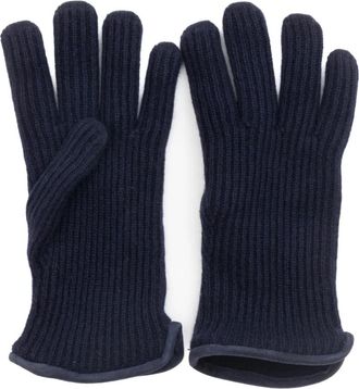 Restelli Guanti Kasjmierhandschoenen met Nappadetails - unisex - Handschoenen - Blauw - 9 IN - Kasjmier - Accessoires
