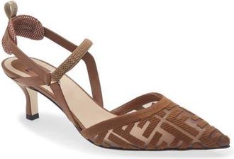 Fendi Colibr&igrave; Lite Kitten Heel Slingback Pump in Elba Brown Sellier at Nordstrom, Size 36.5