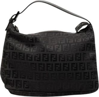Fendi Pre-owned Shoulder Bags, female, Black, Size: ONE SIZE Pre-owned Canvas Shoulder Bag