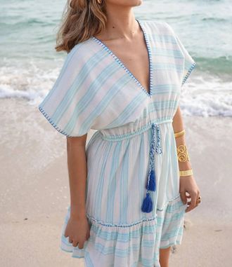 Debbie Katz Ciel V-Neck Coverup In Blue
