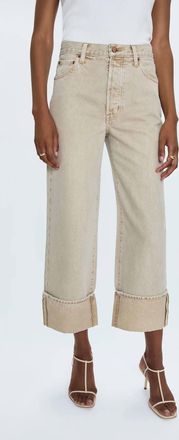 Pistola Denim Ryder High Rise Cuffed Straight Jeans In Oat