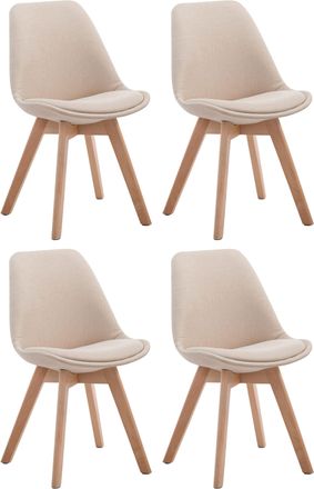 Clp Clp - Set De 4 Sillas Borneo Para Comedor En Tela Crema Natural