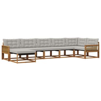 vidaXL Conjunto De Sof&aacute;s De Exterior 7 Pcs Natural Y Gris Claro Vidaxl