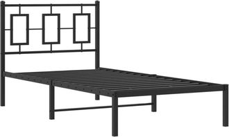 vidaXL Estructura Cama Sin Colch&oacute;n Con Cabecero Metal Negro 90x190 Cm Vidaxl