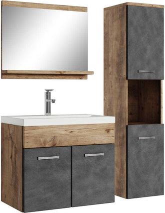 Badplaats Badplaats - Mobile da bagno Montreal 60cm Rovere Castagno Grigio - armadio mobiletto lavabo