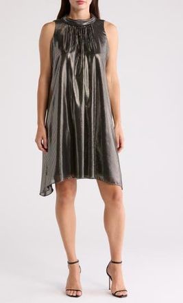 Julia Jordan Metallic Sleeveless Trapeze Dress in Black/gold at Nordstrom Rack, Size 14