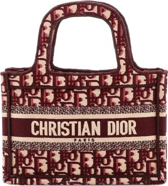Dior Borsa tote Book mini in tela con motivo Oblique - Rosso