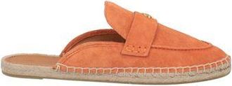 Tory Burch Seaside Suede Medallion Mule Espadrilles in Orange with Rope Sole