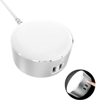 Trade Shop Trade Shop - L&aacute;mpara Led T&aacute;ctil Con Cargador De Viaje De 2 Puertos Usb Para Ios Y Android