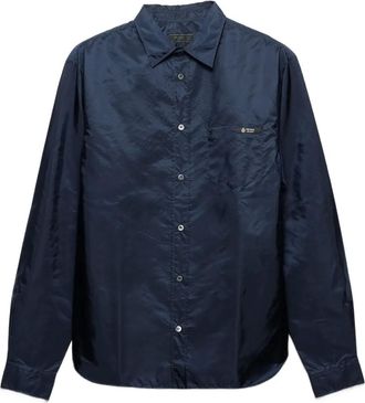 Prada Overhemd met logo-label en zak - Blauw