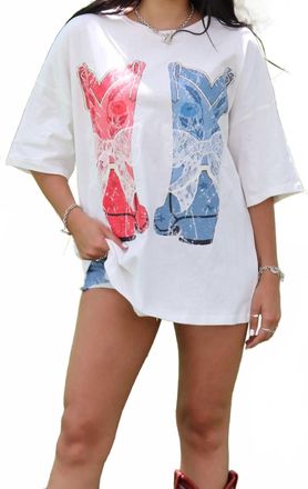 Peach Love California Lace Boots Tee In White