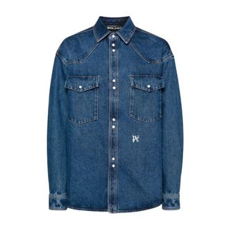 Palm Angels Denim Overhemd - Heren - Spijkeroverhemden - Blauw - L - Denim - Overhemden