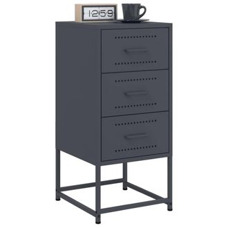 Berkfield Home Durable Bedside Cabinets 2 pcs Anthracite 36x39x78 cm Steel in Charcoal | Size: 36 x 39 x 78 cm