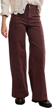 Free People Libre Front Yoke Wide Leg Jeans in Rum Running at Nordstrom, Size 26