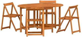 vidaXL Mesa De Jard&iacute;n Plegable 5 Pcs Marr&oacute;n 110 X 60 X 72 Cm Vidaxl
