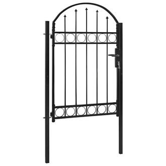 Berkfield Home Fence Gate with Arched Top Steel 100x150 cm Black