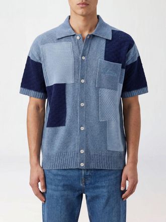 Laneus Camicia bowling in cotone con stampa patchwork e fondo elasticizzato