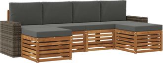 vidaXL Conjunto De Sof&aacute;s De Exterior 6 Uds. Natural Y Antracita Vidaxl