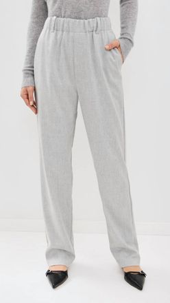 Enza Costa Wool Suiting Pull On Trouser In Light Grey