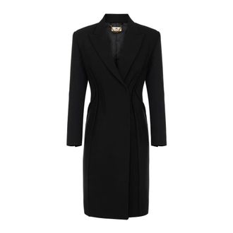 Elisabetta Franchi Dames, Mantels, Zwart, Maat: 2XL Satijn