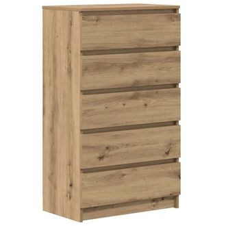 Berkfield Home Drawer Cabinet Artisan Oak 60x36x103 cm Engineered Wood in Brown | Size: 60 x 36 x 103 cm