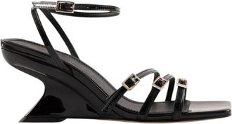 Souliers Martinez Eden Wedge Sandalen - Dames - Sleehakken - Zwart - 38 EU - Leer - Schoenen