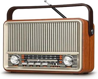 OEM Radio Retro Vintage J-120 Con Bluetooth, Radio Port&aacute;til Am Fm, Radio De Transistores, Enchufable A La Pared O Con Bater&iacute;a Recargable, Compatible Con T