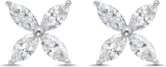 Diana M. Jewels 14kt White Gold 1.00 cts Lab Grown Marquise Diamond Flower Stud Earrings