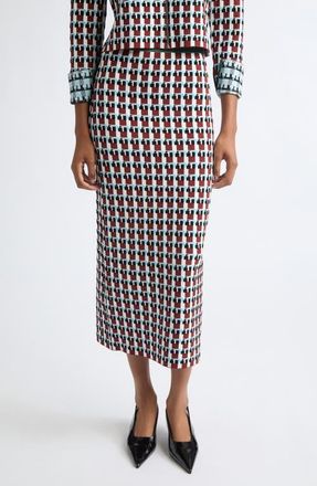 Zankov Raven Wool Jacquard Midi Skirt in Suede Multi at Nordstrom, Size Medium
