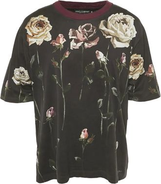 Dolce & Gabbana T-shirt a fiori con maniche corte - Nero