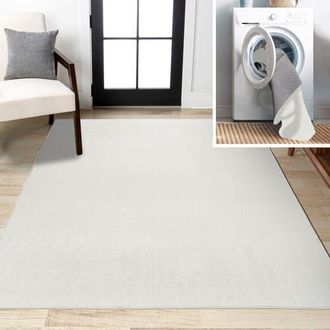 Jonathan Y Designs Twyla Classic Solid Low-Pile Machine-Washable Area Rug in Cream at Nordstrom, Size 3Ft 0In X 5Ft 0In