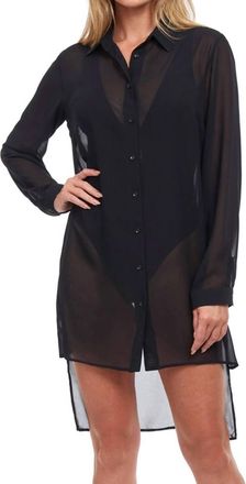 Gottex High Low Cover Up Beach Blouse In Got Black