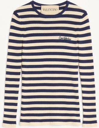 Valentino Maglia In Cotone Donna BETULLA/PROVENCE BLUE/BETULLA XL
